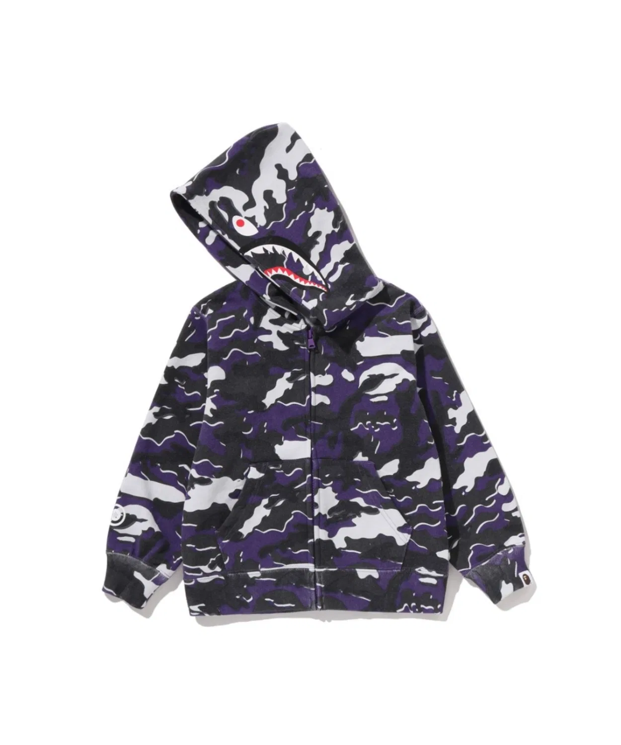 Детский худи с длинным рукавомGLITCH WOODLAND CAMO SHARK ZIP HOODIE A BATHING APE, Green — фото 3