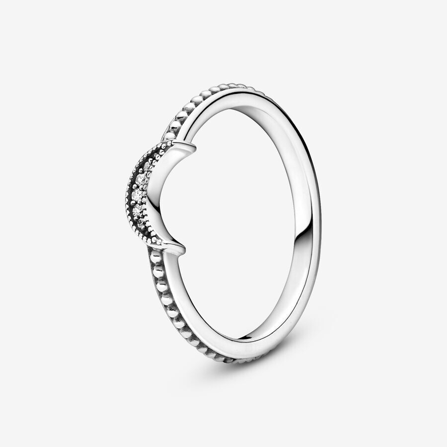 

Кольцо Pandora Moments Crescent Moon Beaded, серебро/прозрачный