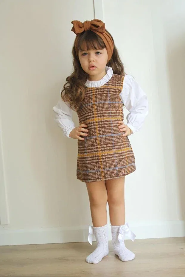 Детское платье-жилет с принтом для девочек Asortik Kids, Brown — фото 2