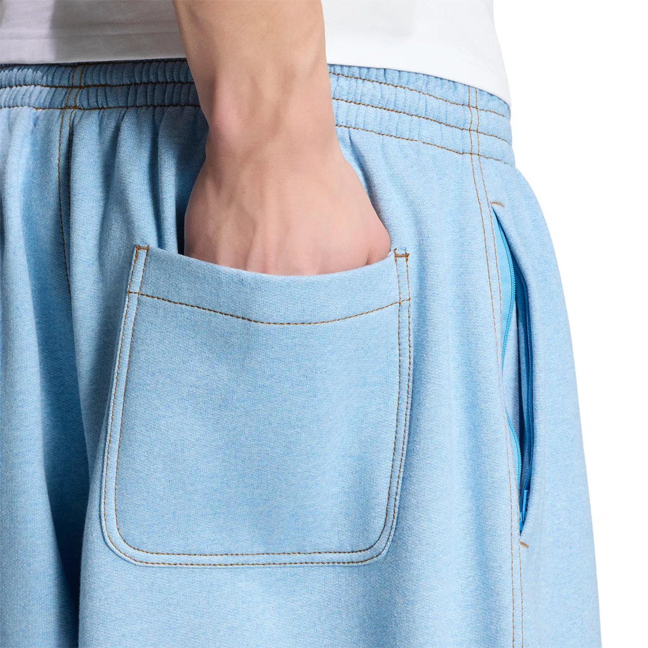 Брюки мужские Melange OH Baggy Pant Adidas, цвет Light Blue Mel — фото 4
