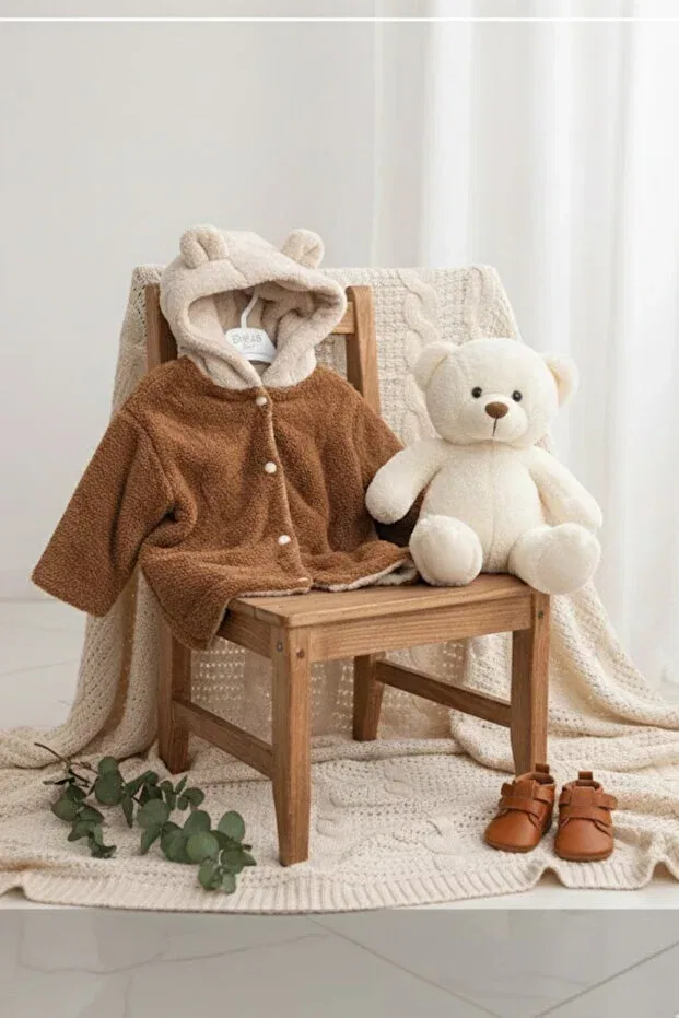 Детское пальто для девочек с капюшоном Babyilay, Brown
