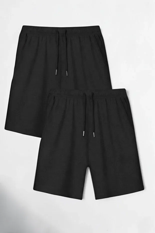 Детские шорты для девочек хлопковые комплект 2 шт Trendy Merry Store, Black-Black