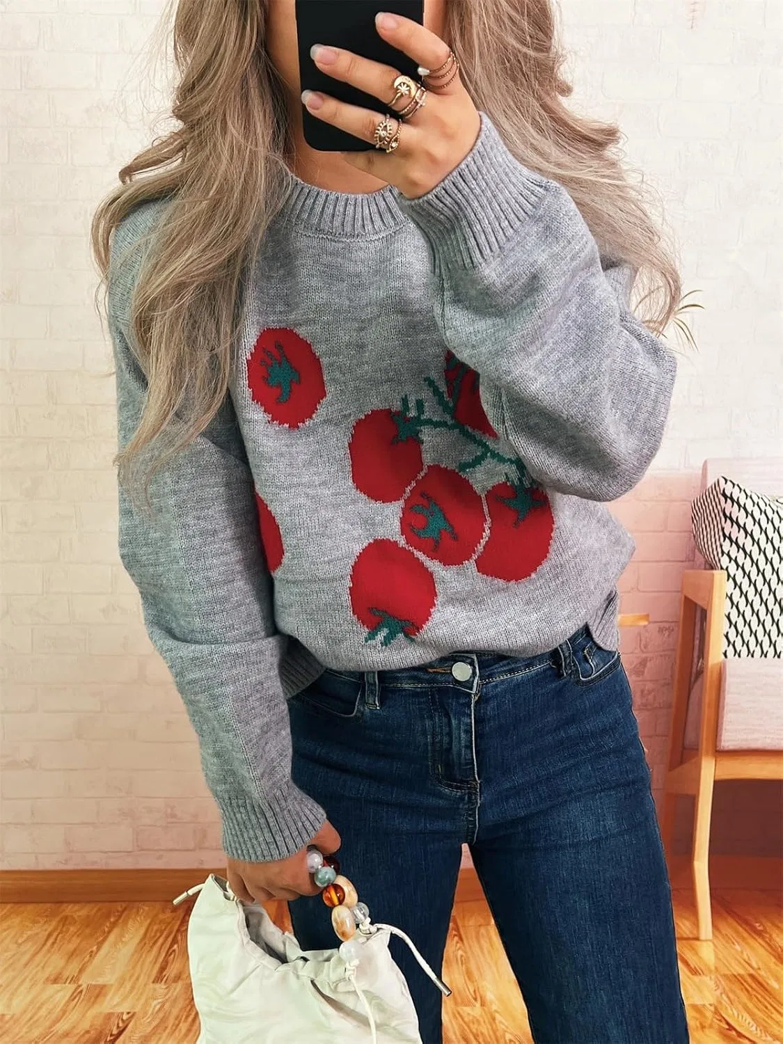 Женский свитер с принтом Autumn Persimmon — фото 4