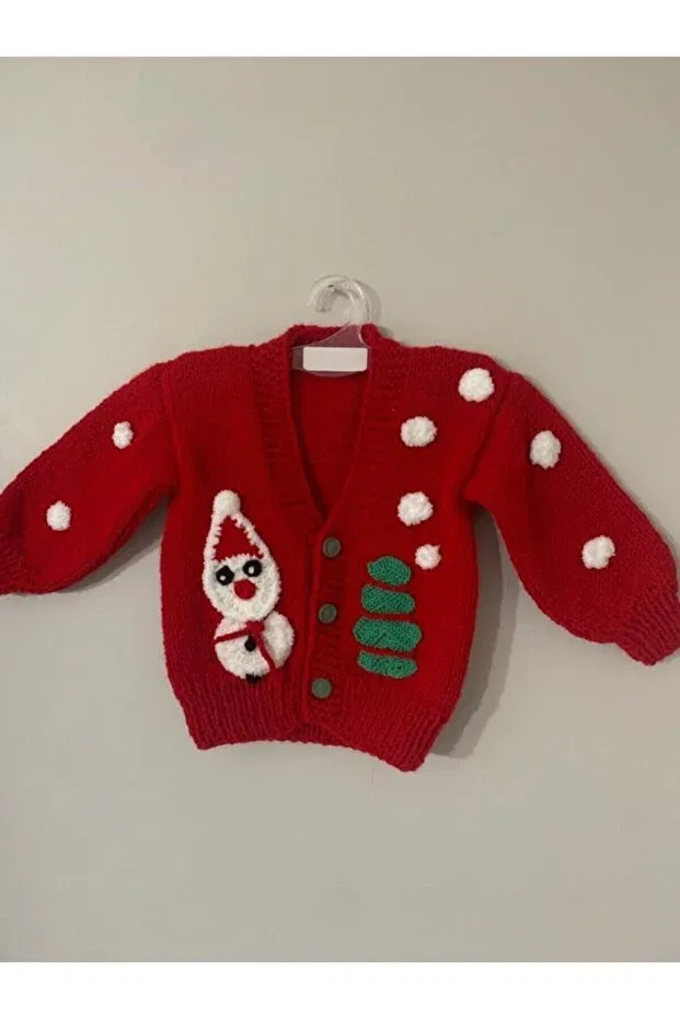 Детский кардиган для девочек вязаный New Year's Eve Glam El Örgüsü Cici Bebe, Red — фото 3