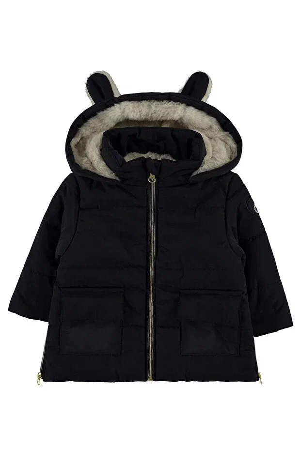 Детское пальто для девочек с капюшоном Plush eared coat Civil Baby, Navy Blue