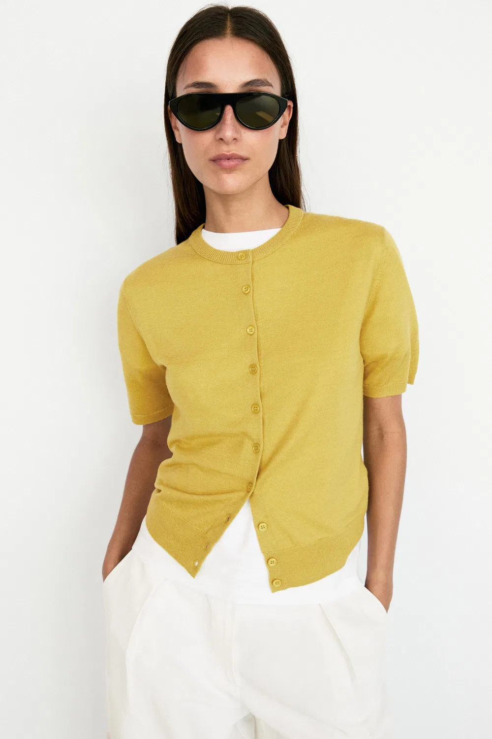 Кардиган Massimo Dutti Short Sleeve, лаймовый