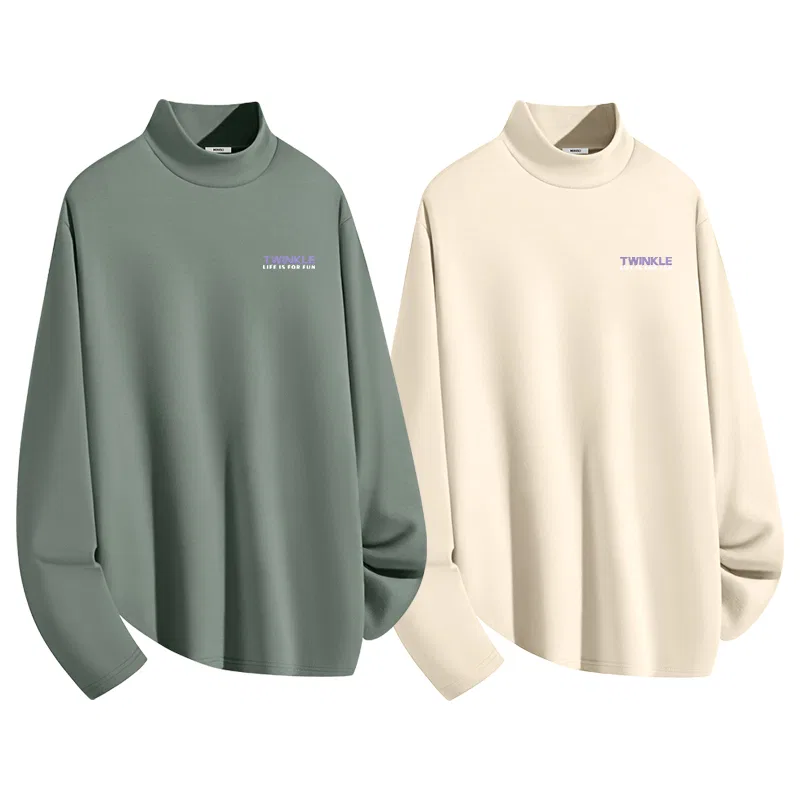 Футболка с полуводолазкой Детская 2 шт MINISO, Gray Green (B Fresh Purple Chest Logo)