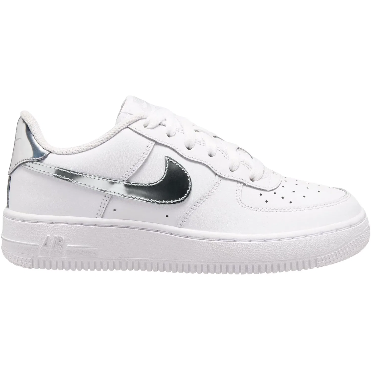 Детские кроссовки для мальчиков с металлическим блеском Air Force 1 Nike, White/Metal Silver — фото 3