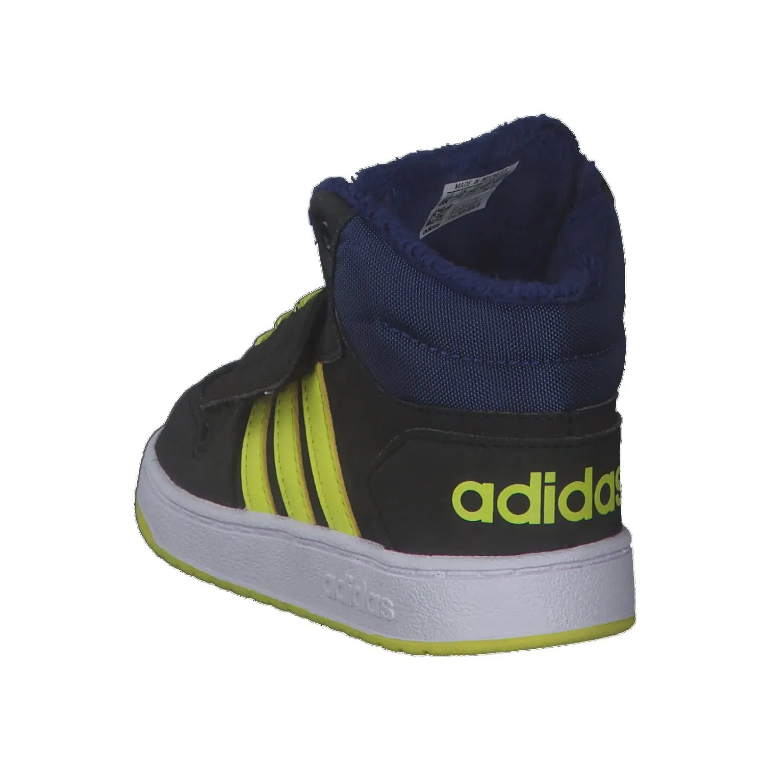 Детские кроссовки для мальчиков с верхом из искусственной кожи Hoops Mid 2.0 I Adidas, Core Black Acid Yellow Victory Blue — фото 4