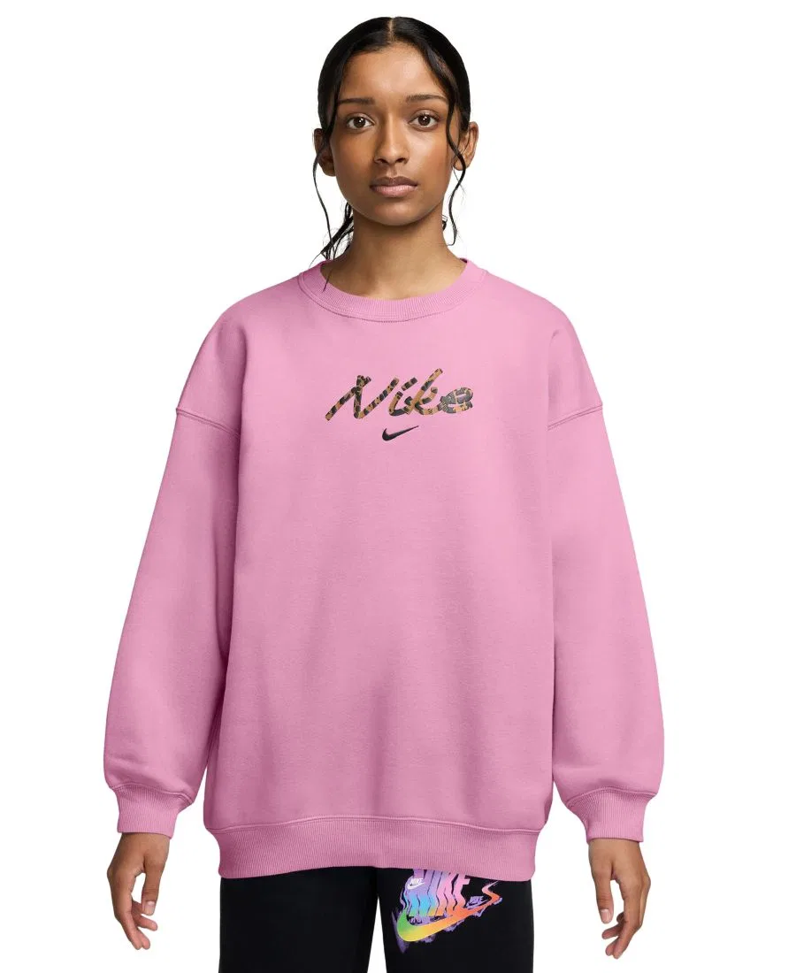Свитшот женский оверсайз с длинным рукавом Nike, Pink Rise