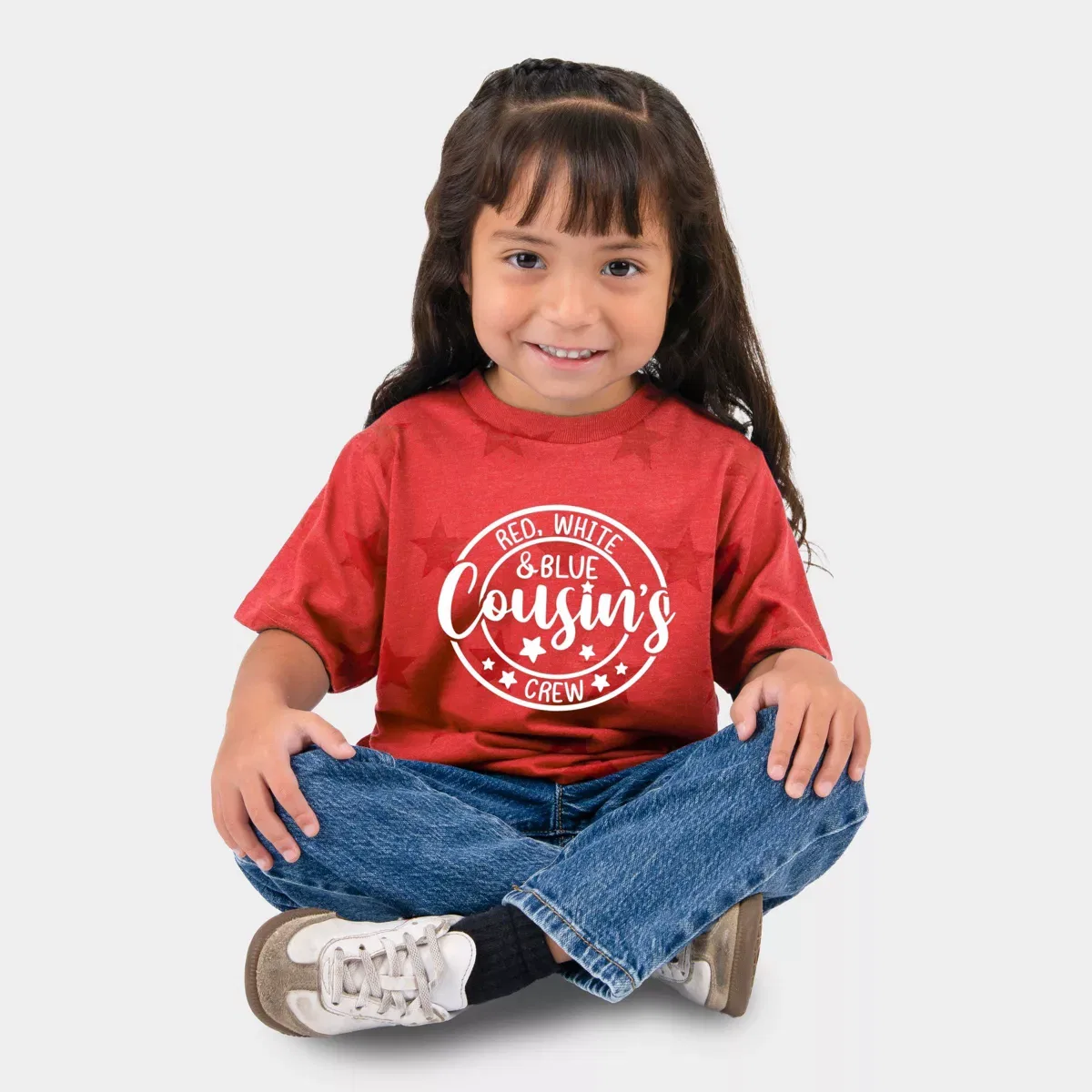 Детская футболка для девочек с принтом Red White And Blue Cousin's Crew The Juniper Shop, Red — фото 3