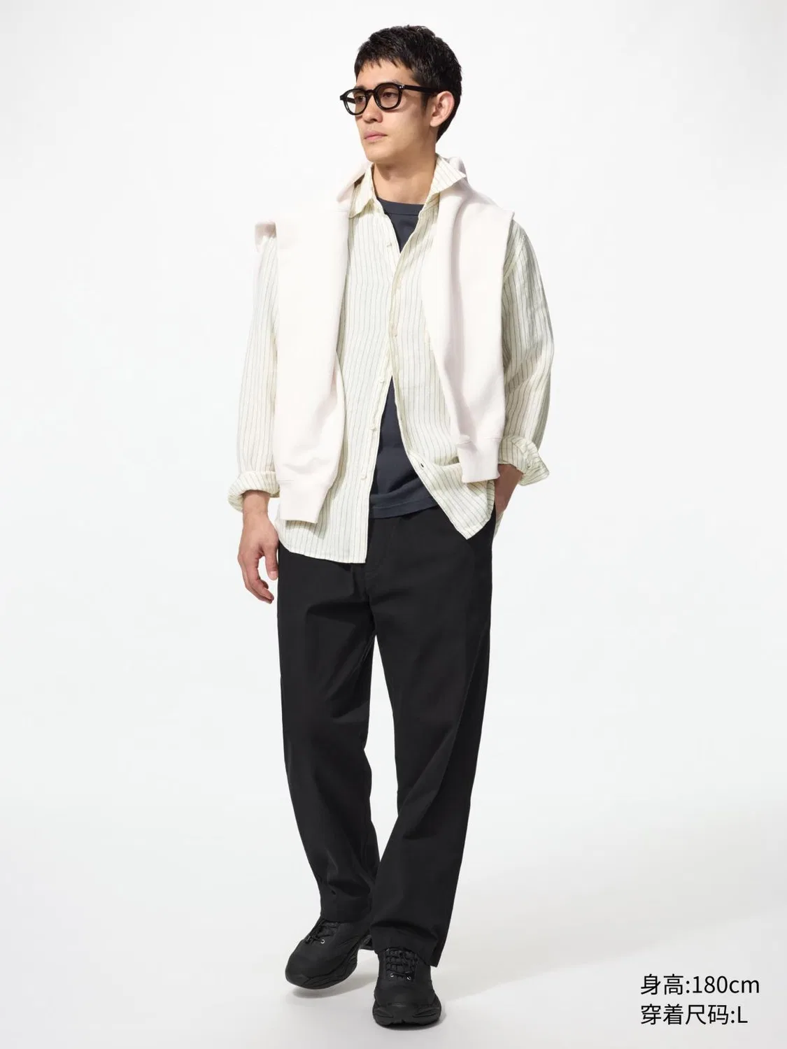 Брюки чинос хлопковые с эластаном Uniqlo, черный