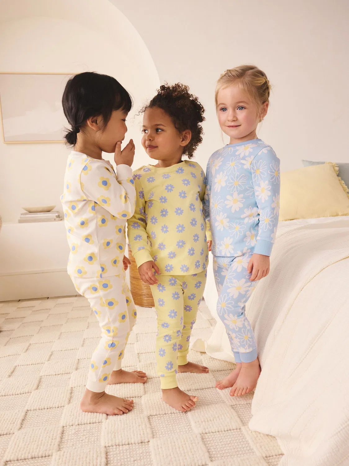 Пижама Next Yellow/Blue Daisy Snuggle 3 Pack, желтая/голубая