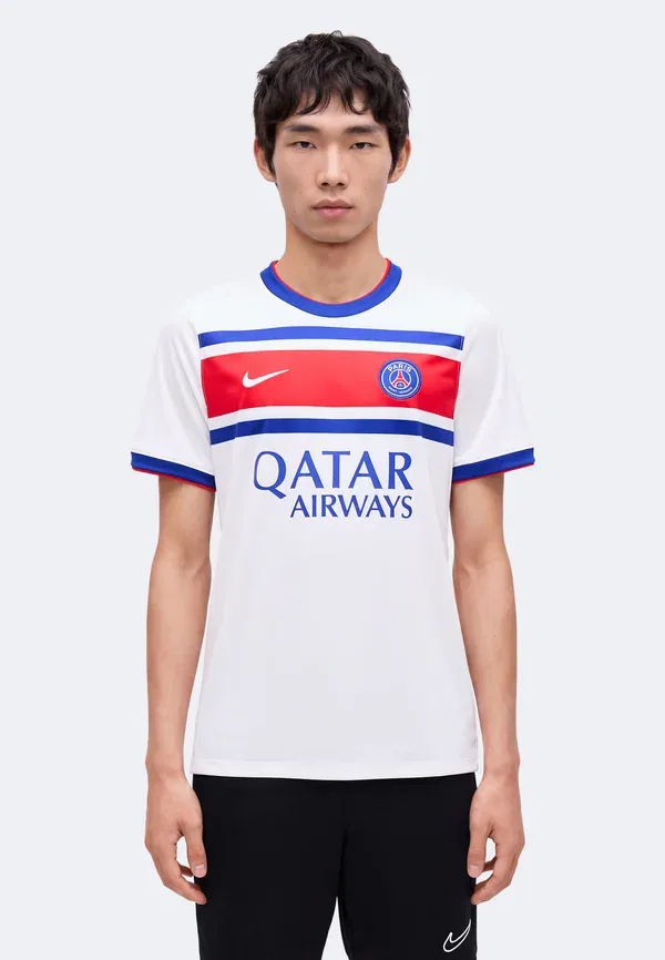 Футбольная джерси с технологией Dri-fit Paris Saint-Germain Academy Pro Prematch Home, Nike Performance, White/Old Royal/University Red, белый/красный