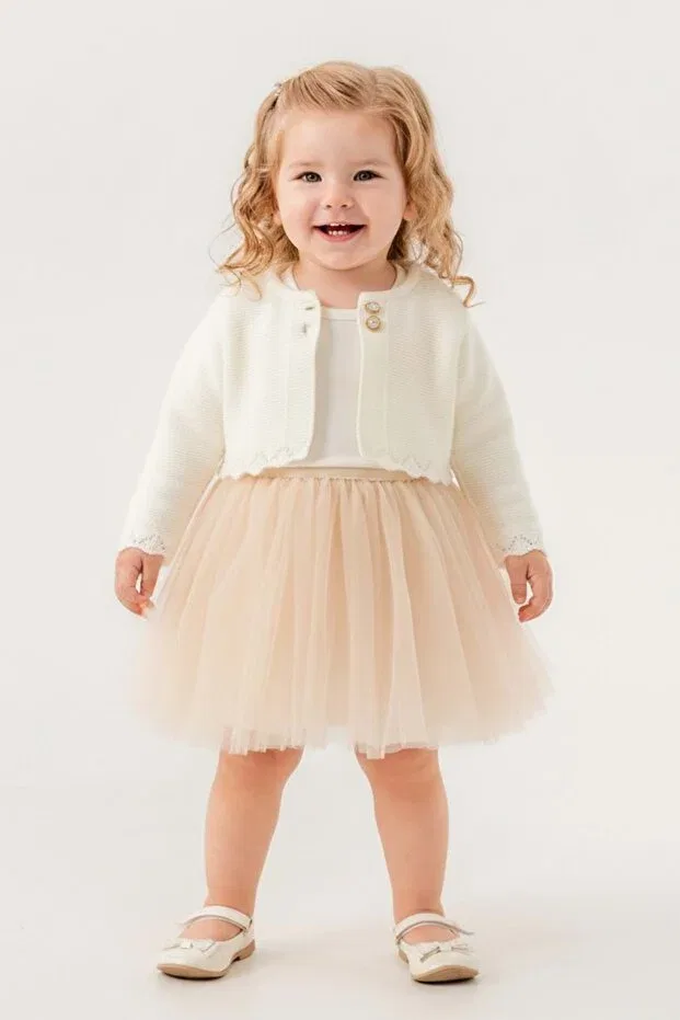 Детское платье для девочек с вязаным болеро Mnk Baby&Kids, Cream