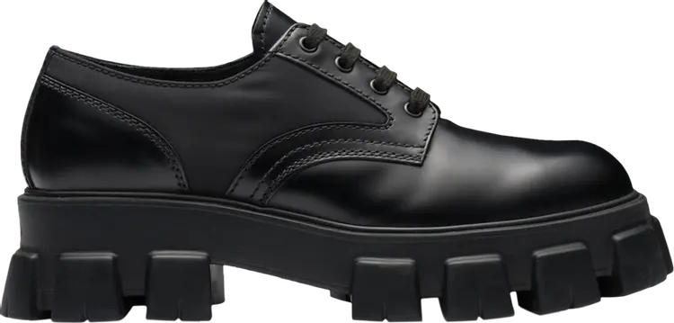 

Кроссовки Prada Monolith Brushed Leather and Nylon Lace Up Black, черный