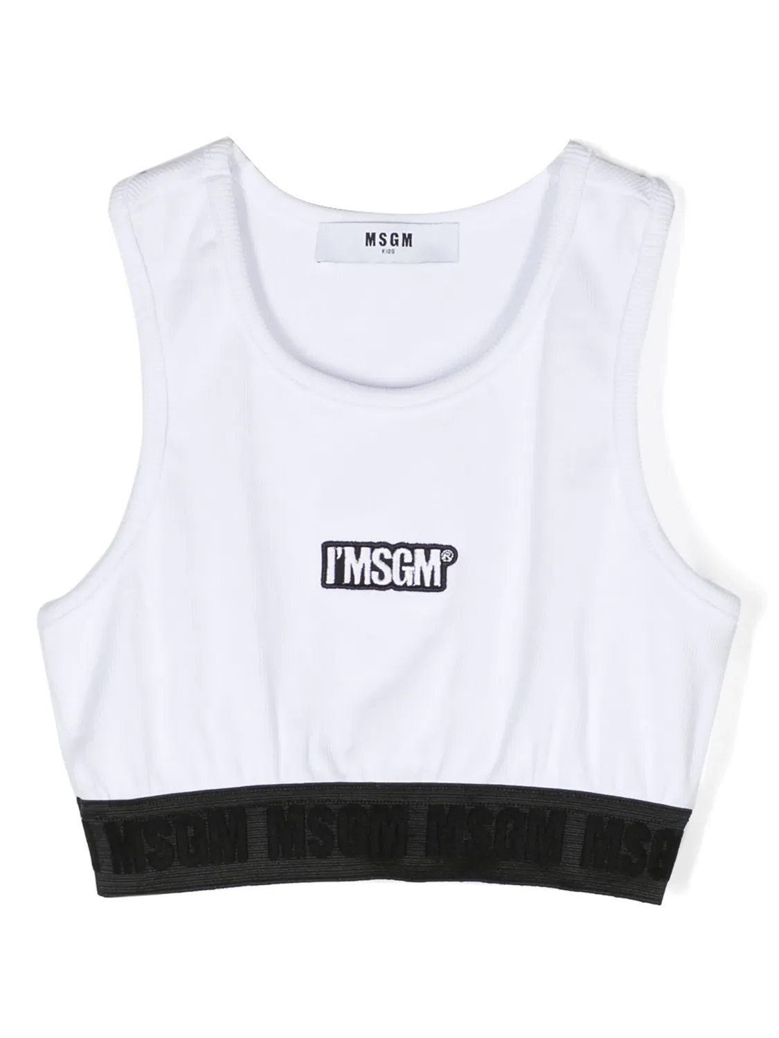 Кроп-топ с логотипом и ребристой текстурой MSGM, белый