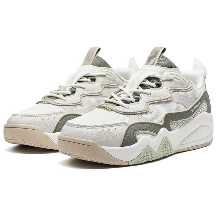 Кроссовки XTEP Skateboarding Shoes Men Low-top Sail White/Light Hemp Gray/Cold Cedar Green, белый/зеленый — фото 2