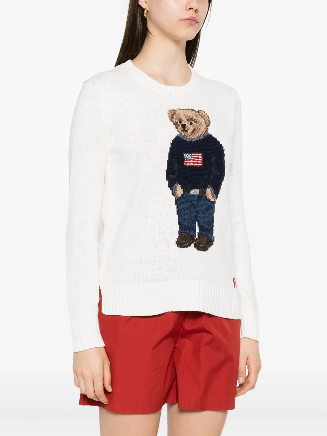 Polo Ralph Lauren Свитер с вышитым медвежонком, белый — фото 2