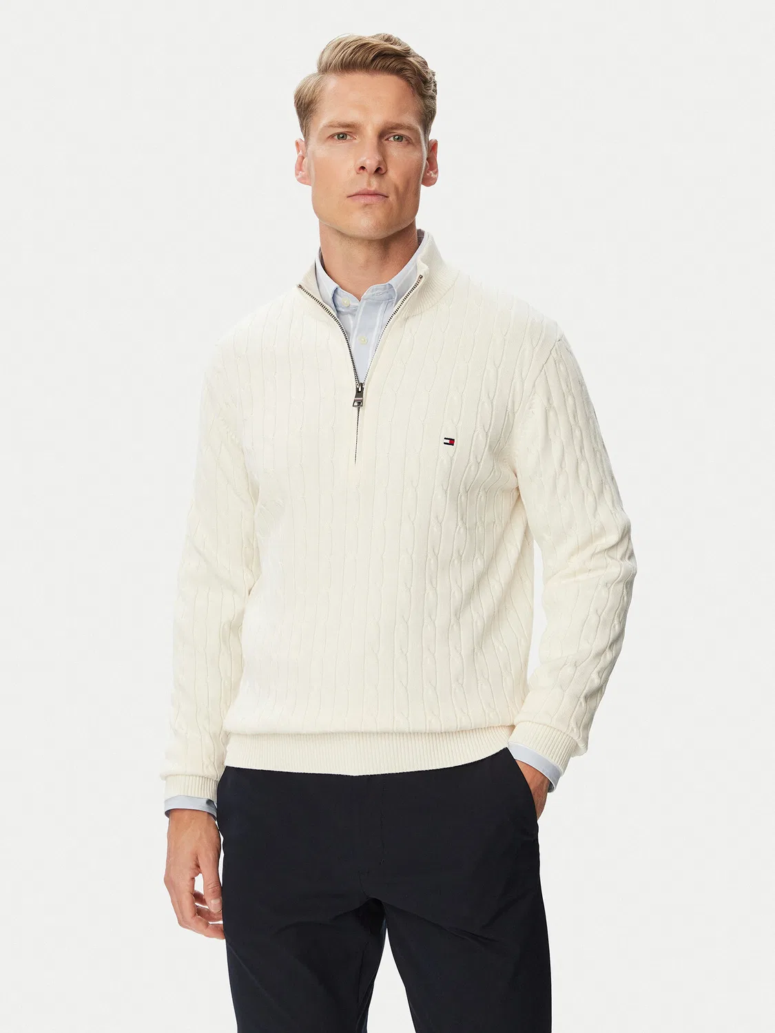 Мужской пуловер стандартного кроя Classic Tommy Hilfiger, кремовый