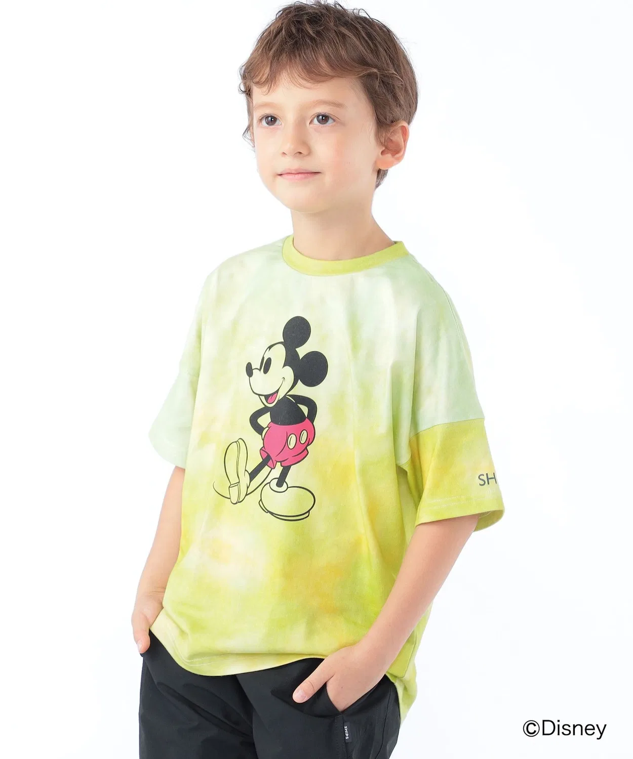 Детская футболка с принтом Микки Маус, ти-дай дизайн, модель Mickey Mouse Tie-Dye SHIPS, Light Blue — фото 3