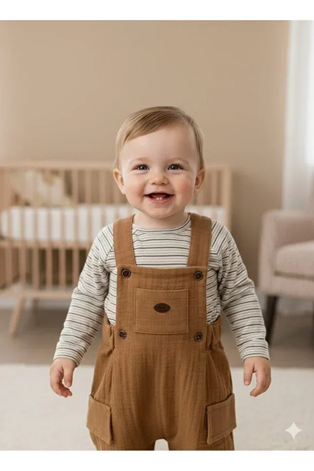 Детский комбинезон для мальчиков хлопковый Babydola, Brown — фото 2