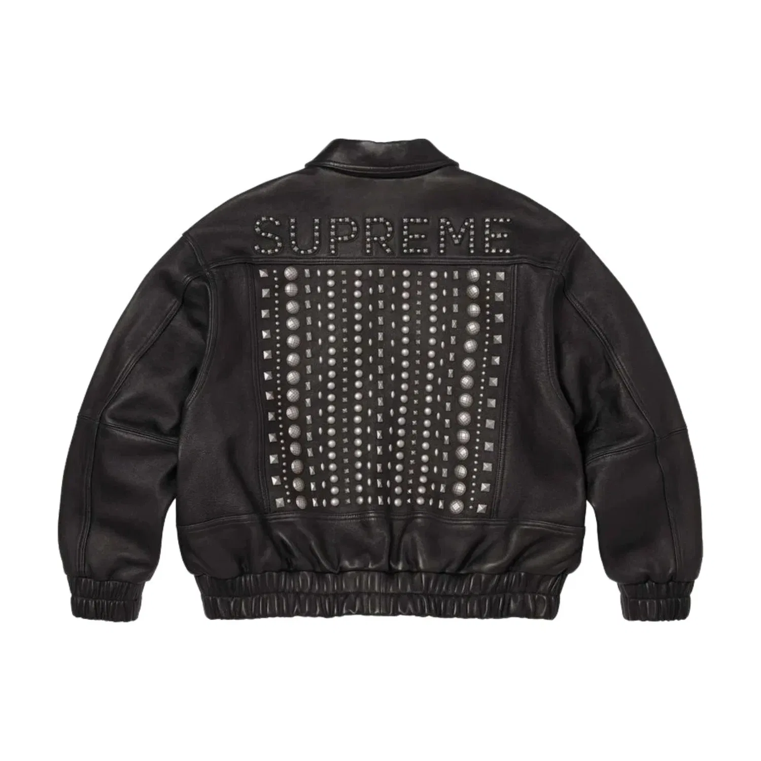 Мужская кожаная куртка с шипами Supreme SS26 Multi Studded Leather Jacket, черный — фото 2