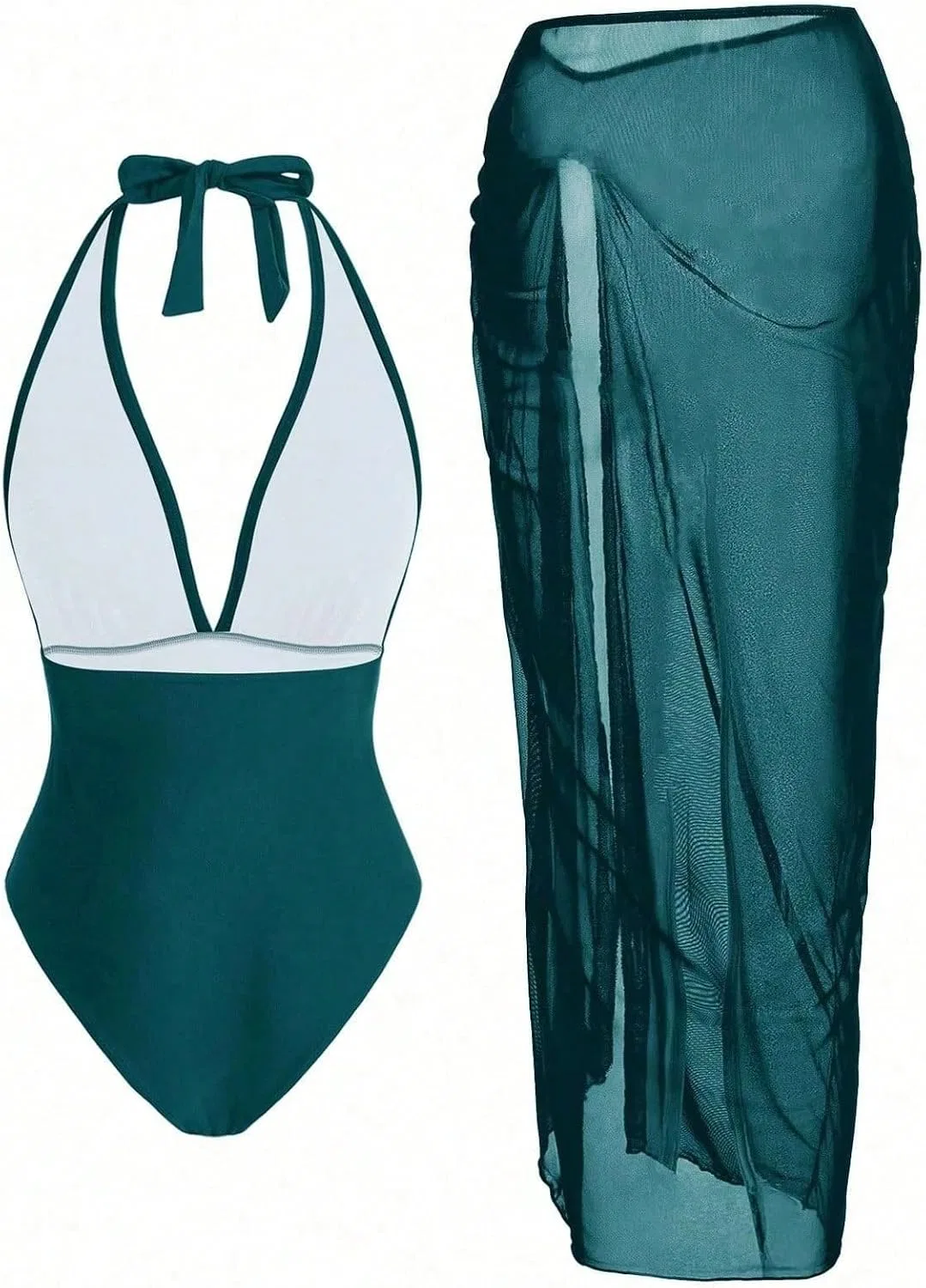 Женский монокини с завязками на шее Halter, Elegant, Teal Blue — фото 3