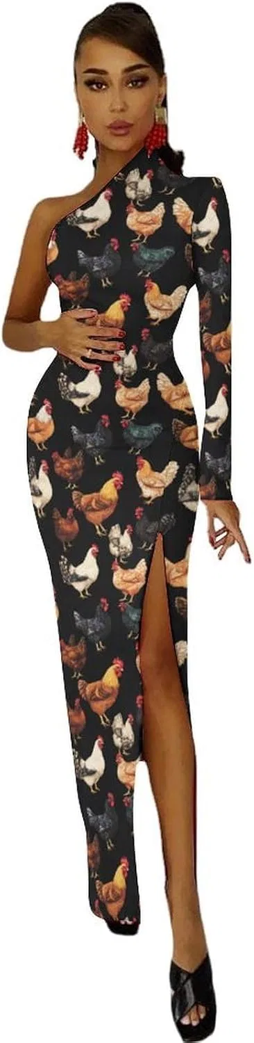 Женское коктейльное платье с одним плечом Bodycon Chickens, Style — фото 2