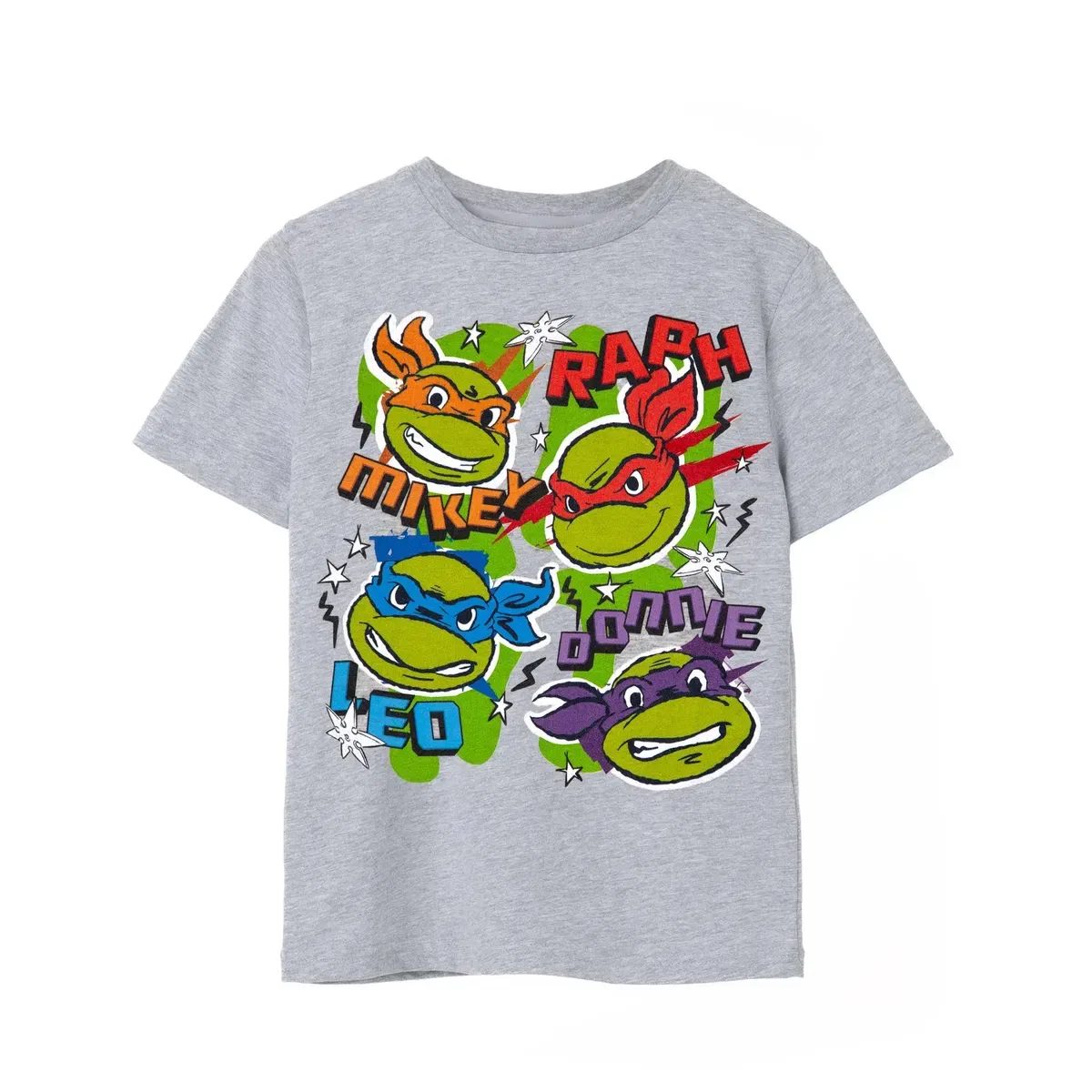 Футболка с принтом Doodle Ninja Faces Teenage Mutant Ninja Turtles, Grey