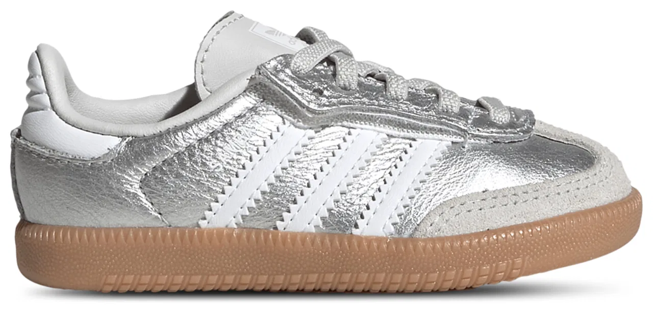 Детские кроссовки для девочек с кожаным верхом Samba adidas, Silver White