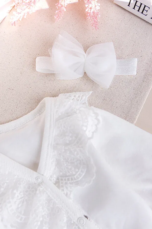 Детское боди-комбинезон для девочек хлопковый Babymod, Cream — фото 3