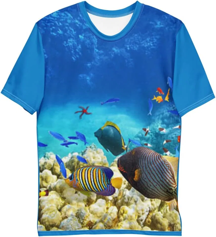 Мужская футболка с цифровой печатью Travel Sea Fish, White
