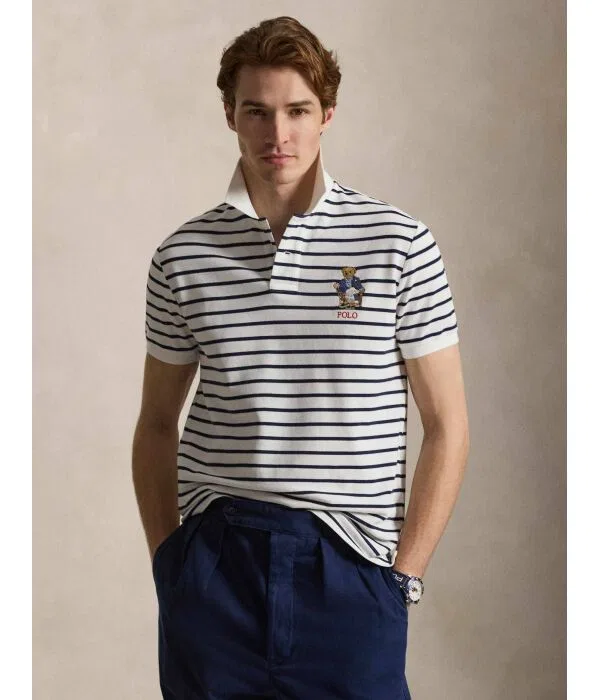 Мужское поло с коротким рукавом Polo Custom Slim Fit Polo Ralph Lauren, белый