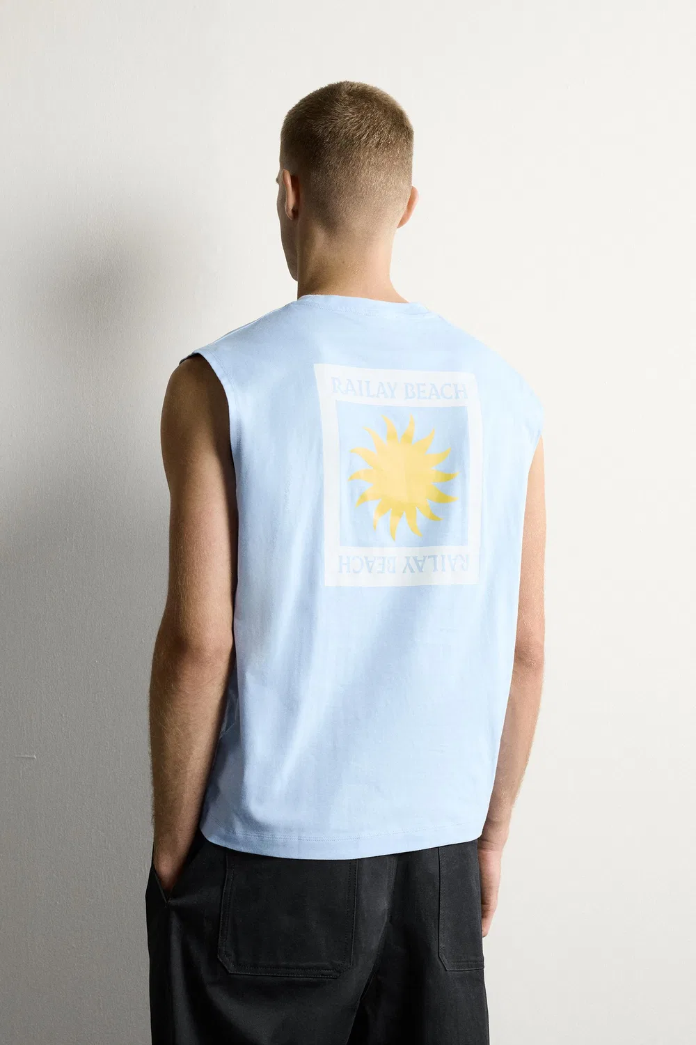 Майка с графическим рисунком Sun ZARA, Sky blue — фото 3