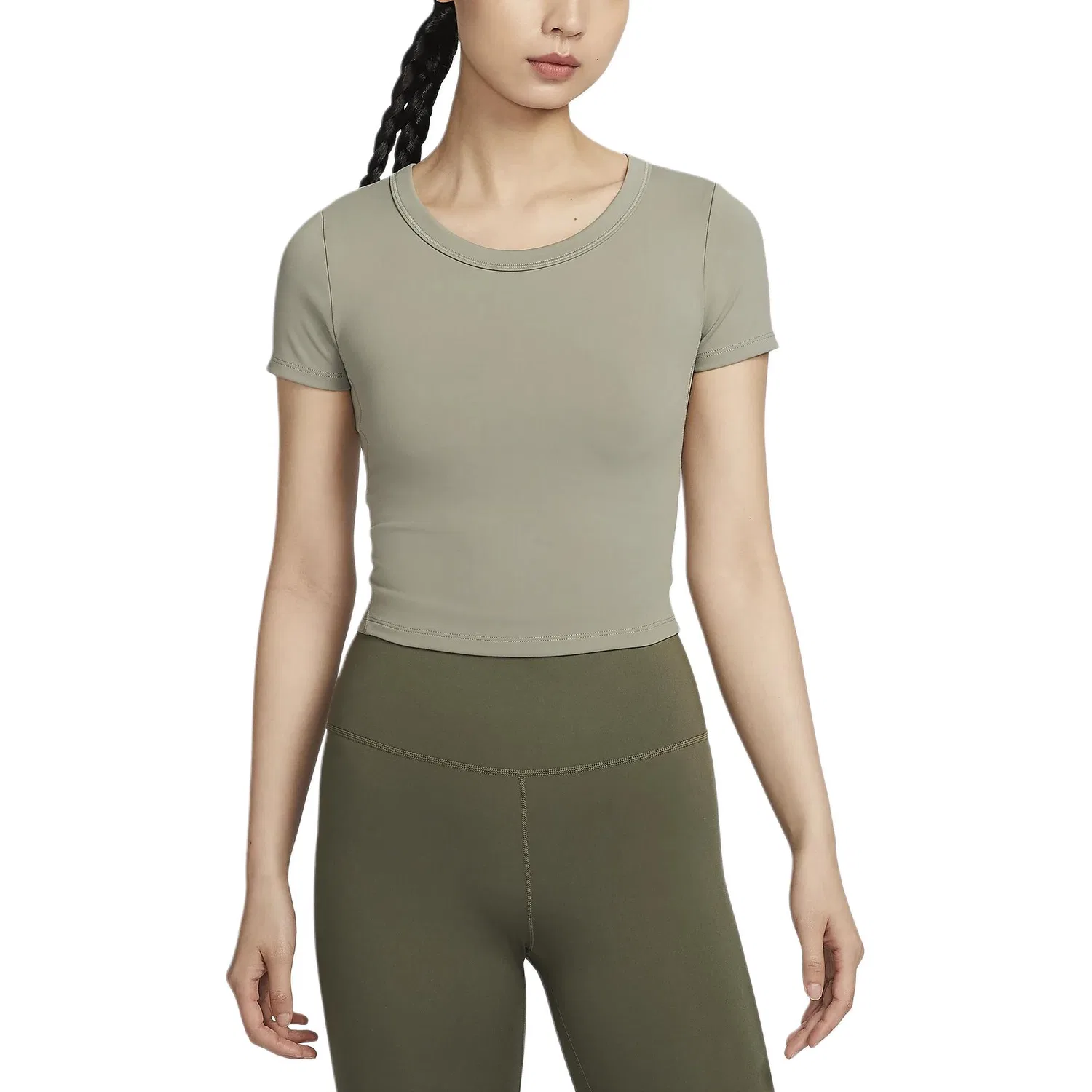 Женский топ-кроп с коротким рукавом Nike, Light Army Green