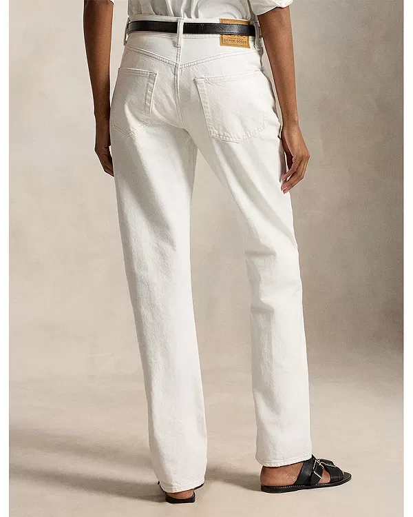 Женские джинсы с принтом Logo High Rise Relaxed Straight Jeans Ralph Lauren, Laurea Wash — фото 4