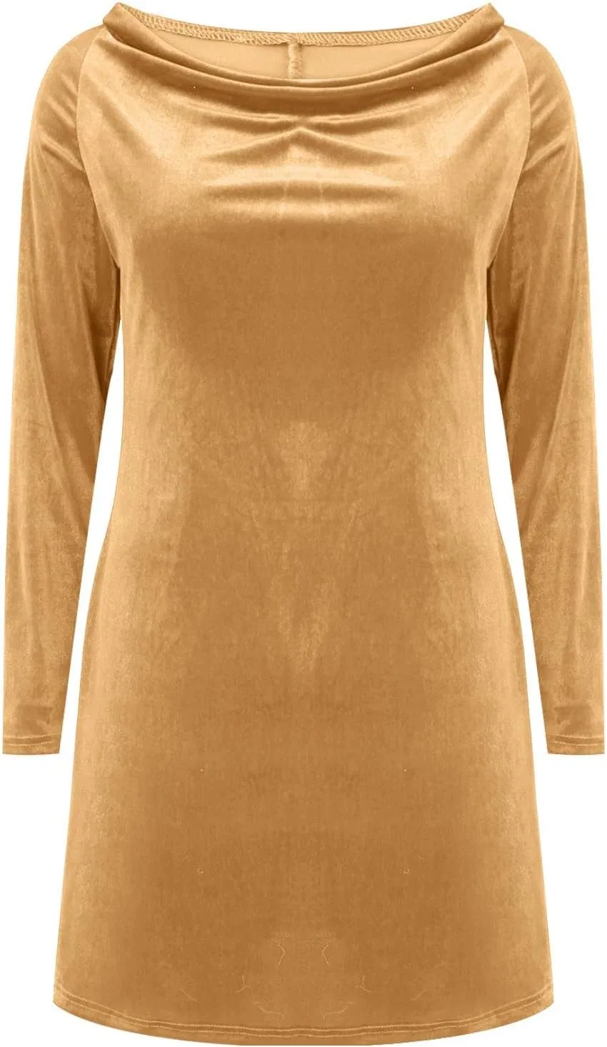 Женское бархатное платье с запахом Long Sleeve, Gold — фото 2