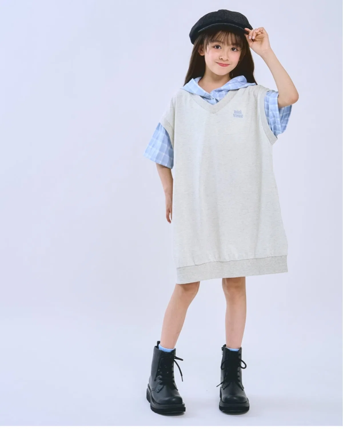 Детское платье-худи с длинным рукавом модель Shirt Layered, minimal, White