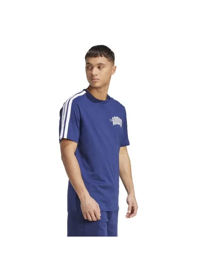 Футболка с принтом колледж-стайл Adidas, синяя — фото 3