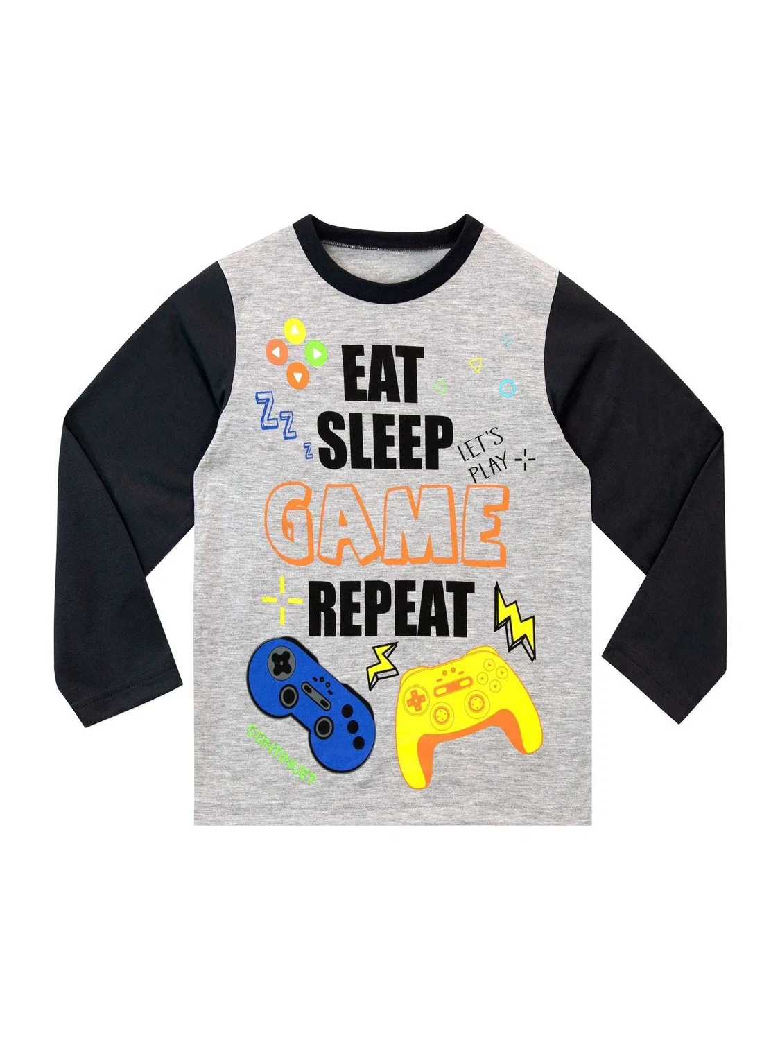 Пижама длинная с принтом, модель Eat Sleep Game Repeat Harry Bear, черный — фото 2