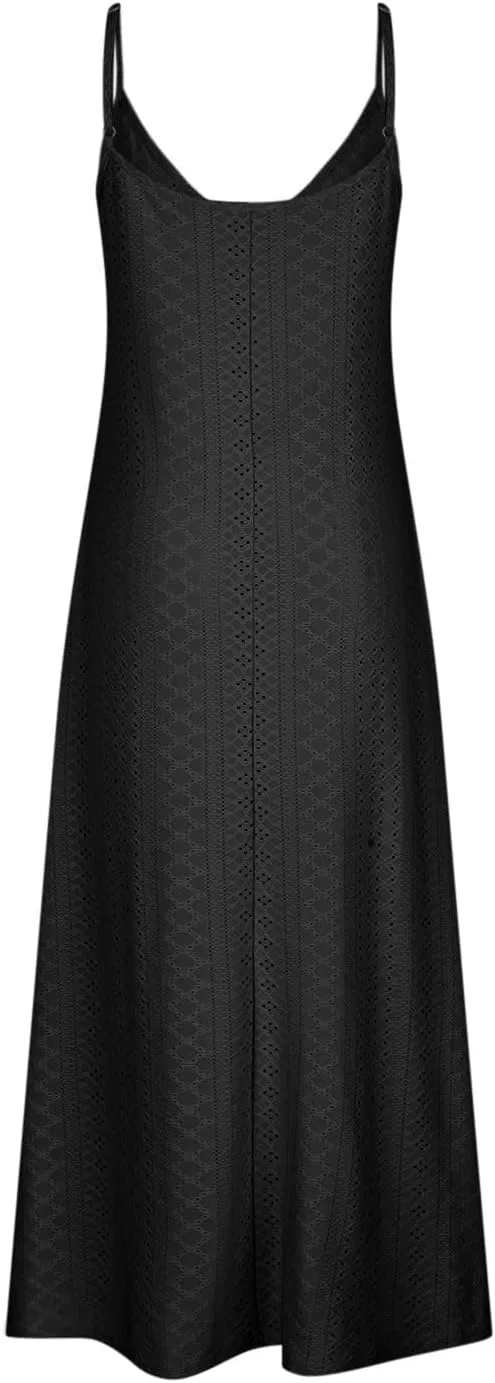 Женское летнее платье макси с рукавами-лепестками, Black — фото 4