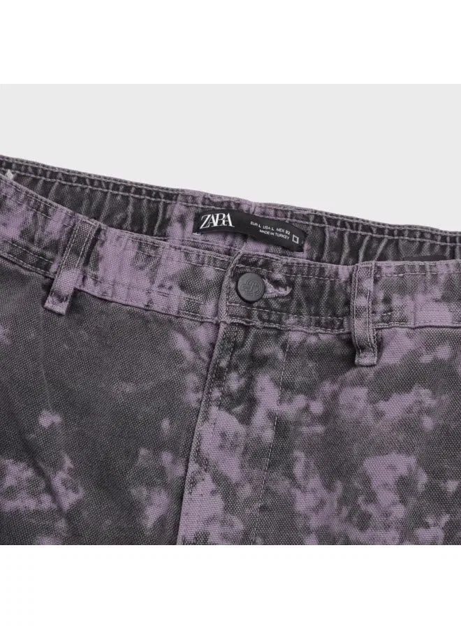 Брюки-джоггеры с эффектом тай-дай на кулиске Zara, светло-фиолетовый — фото 4