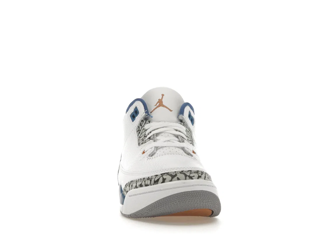 Детские кроссовки для мальчиков высокие с принтом Jordan 3 Retro Jordan, White/Metallic Copper/True Blue/Cement Grey — фото 2
