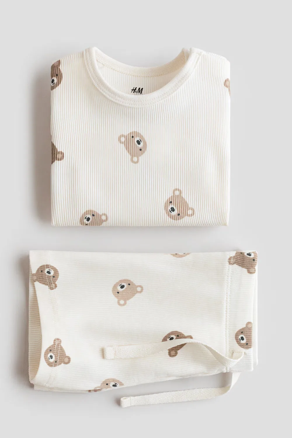 Комплект из 2 ребристых хлопковых изделий H&M, Cremefarben/Bären — фото 2
