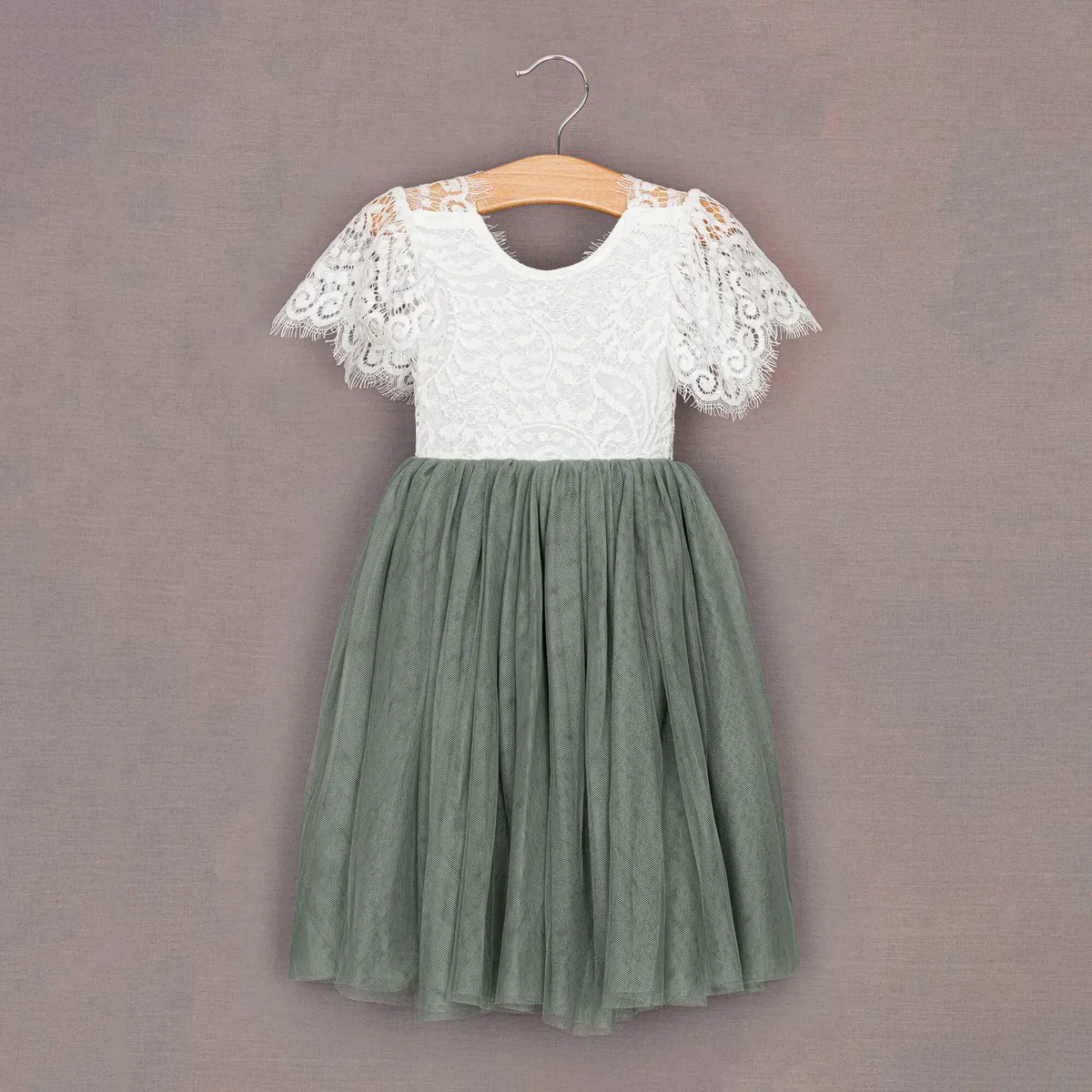 Детское платье с летящим рукавом Bohemian Flutter Tea Dress Uk Flower Girl Boutique, Green — фото 3
