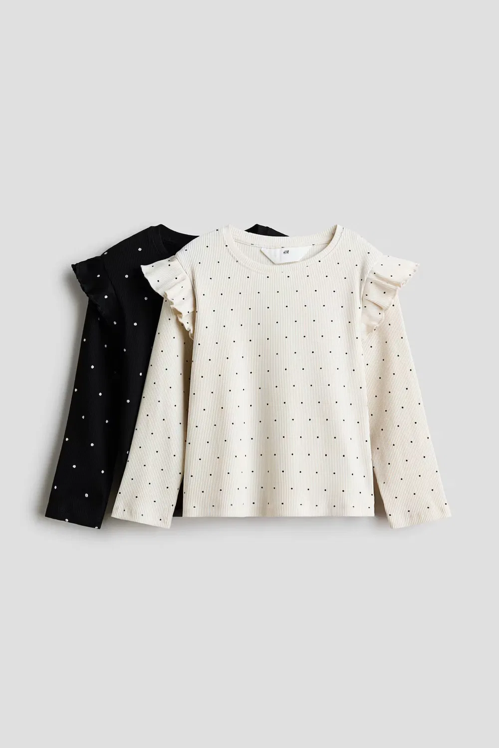 Комплект из двух рубашек с оборками H&M, Schwarz/Gepunktet