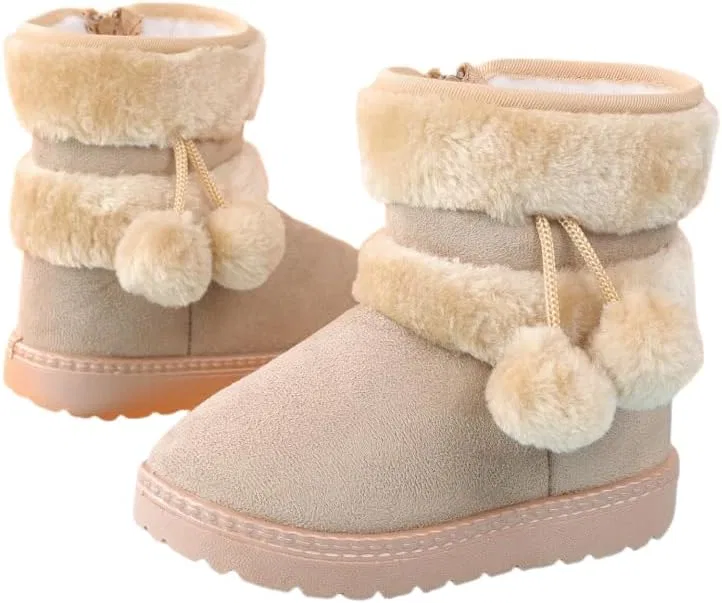 Детские зимние ботинки для девочек с флисовой подкладкой Hhhchpm, Beige