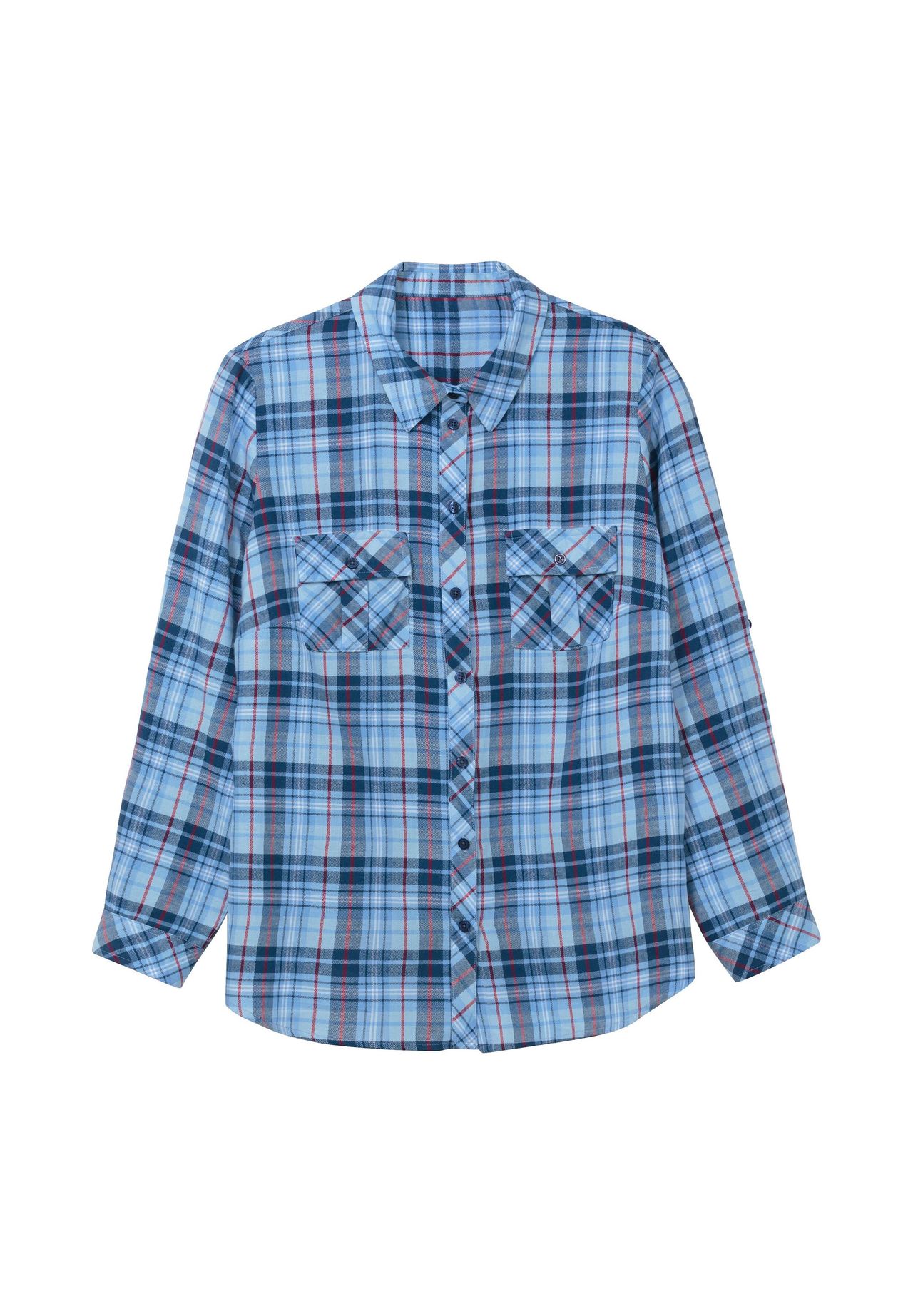 

Фланелевая блузка в клетку из мягкой хлопковой фланели Sheego, цвет Mittelblau-blau Kariert