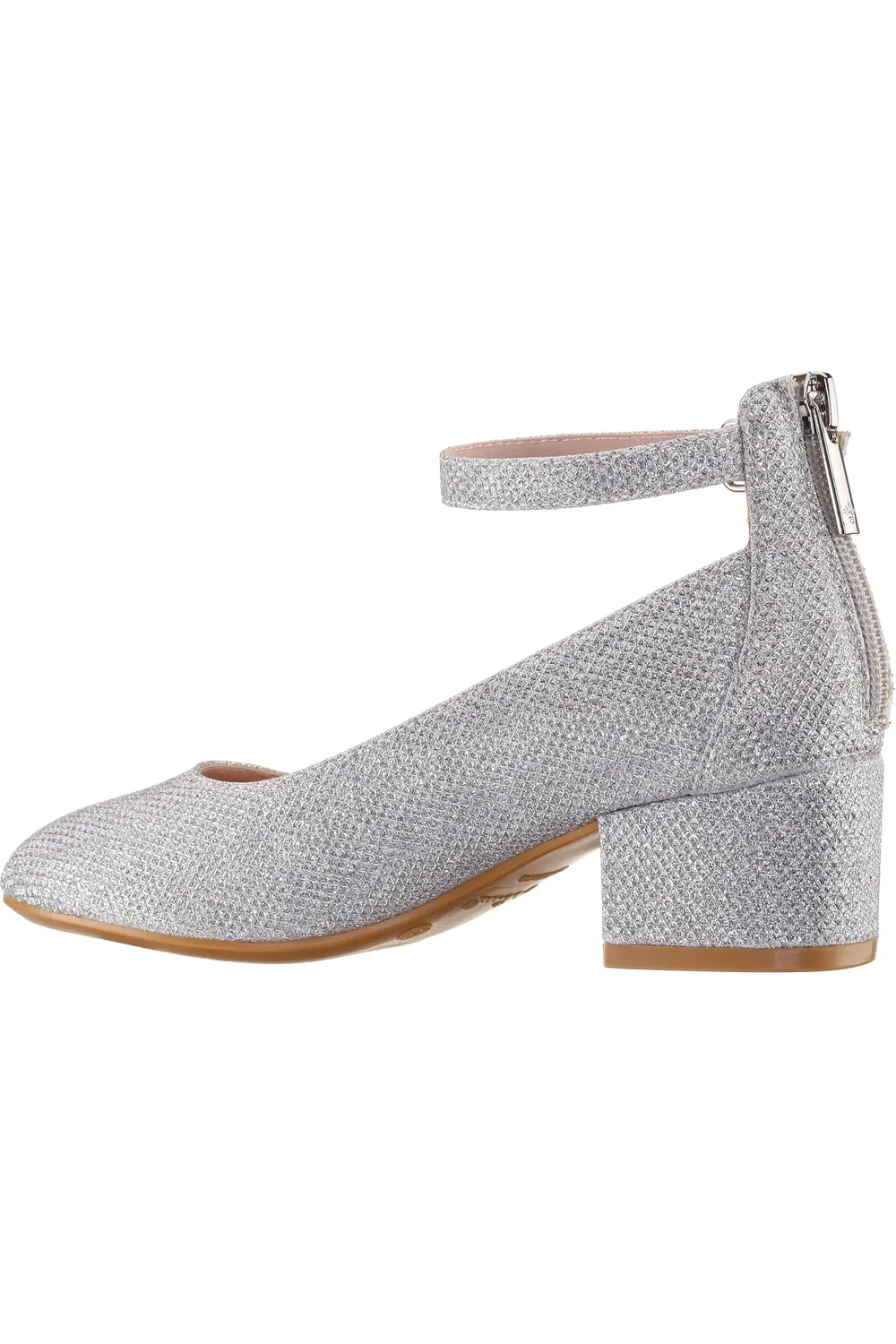 Детские туфли на каблуке с пряжкой Lennie Nina, Silver Sparkle Fabric — фото 2